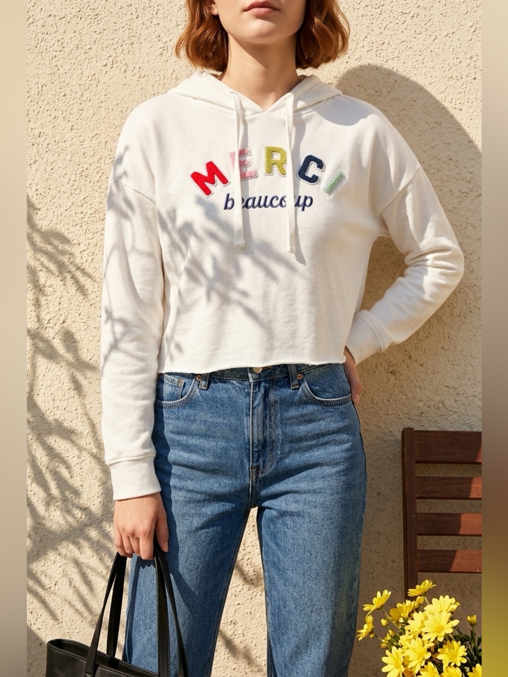 Aeropostal Hoodie Sweater with raw hem in a Polyester/ cotton blend.